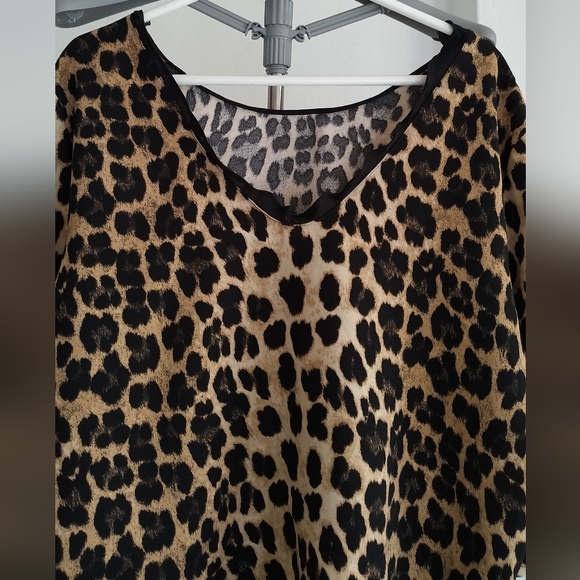 Zara Ruffled Print Leopard Print Top - Picture 5 of 11
